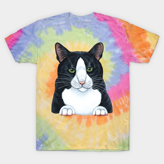 Black and White Cat T-Shirt by WolfySilver
